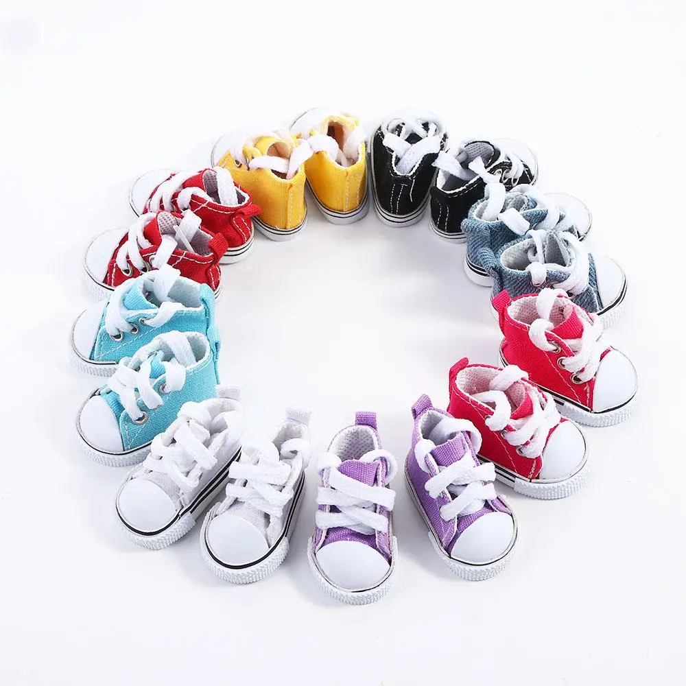 Mädchen Spielzeug handgemachte Mini Schuhe 5cm für Kinder 1/6 Puppen Puppe Turnschuhe Puppe Leinwand Schuhe Puppe Schuhe BJD Puppe Schuhe