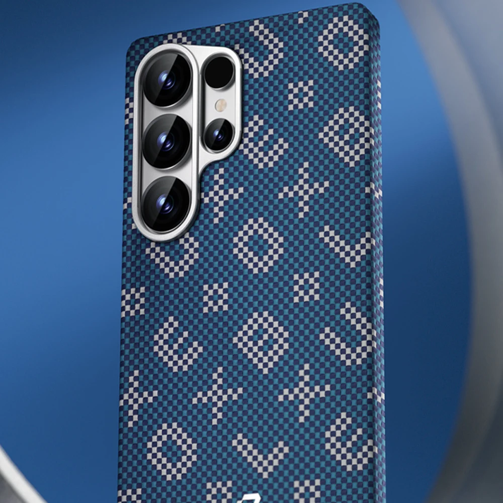 Original Blueo Kevlar Series Phone Case for Samsung Galaxy S25 Ultra Monogram Gilded Tactile Woven Aramid Fiber Protection Cover