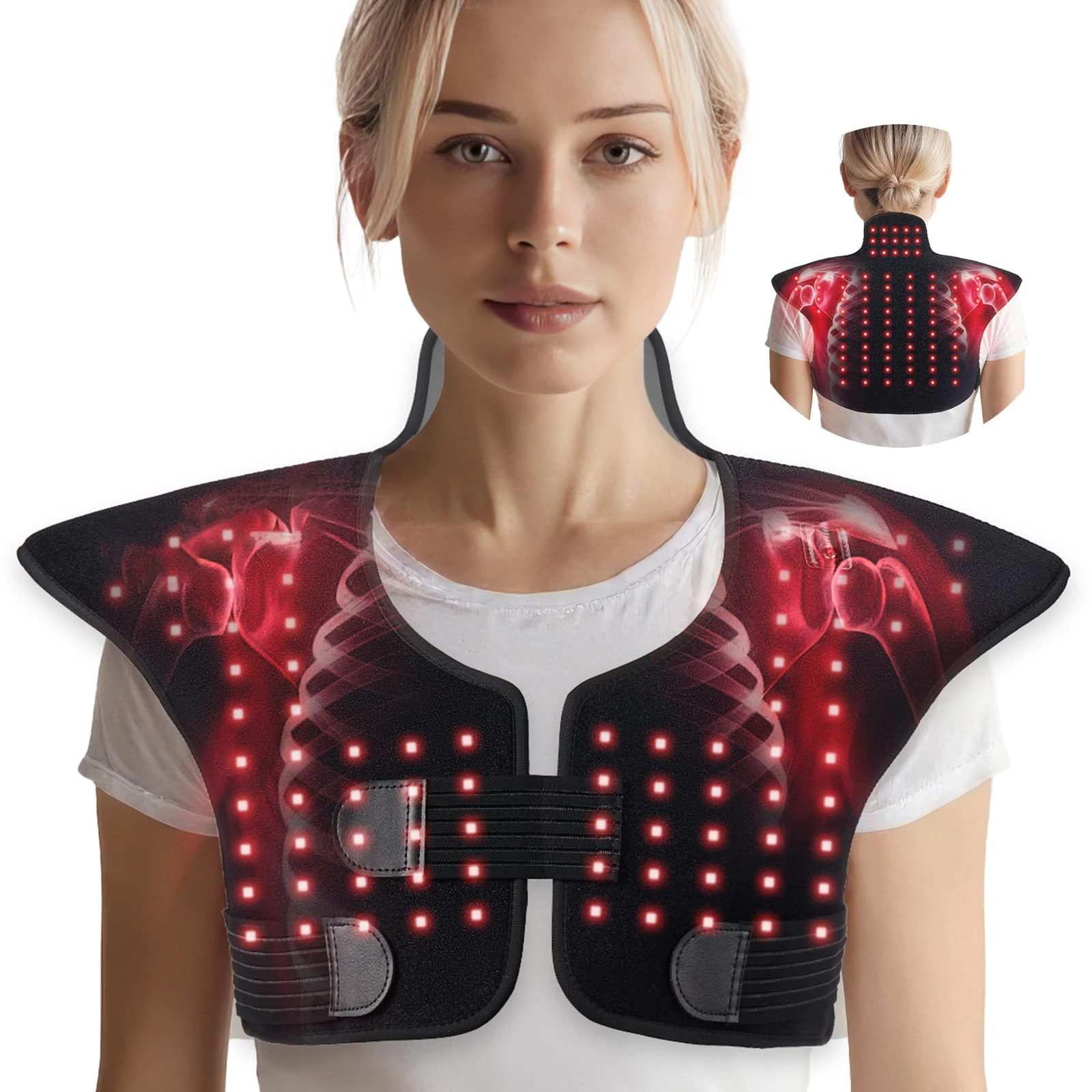 

Hot selling：New Design Red Light Therapy Shoulder Neck Support Heating Wearable Design for Home Use