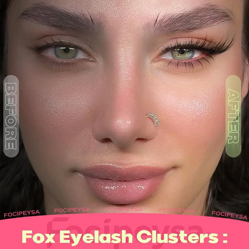 5 Par Nowych, Delikatnych Sztucznych Rzęs typu Kocie Oko, Długie, Naturalne, Czarne, Cienkie, na Gumce, Sztuczne Rzęsy 7-13mm, Rzęsy w Stylu Foxie, Przedłużanie Rzęs