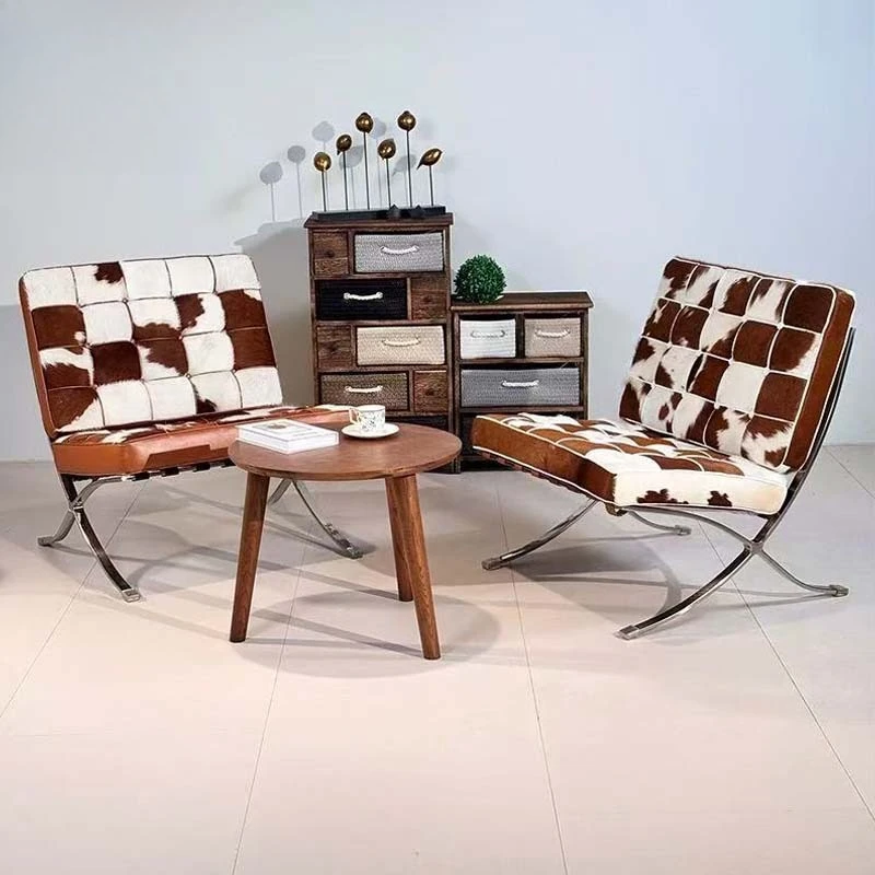 

Italian simple chair designer cowhide single sofa chair living room balcony casual bean bag chair