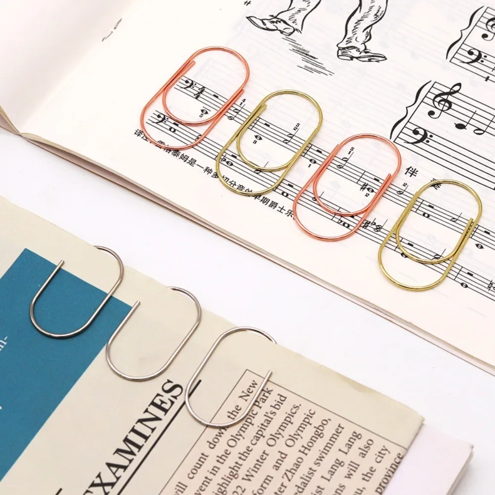 10pcs Stationery Large Wide Paper Clips Durable 50mm Large Size Paper Clips Simple Rose Gold Kawaii Photo Paper Clip