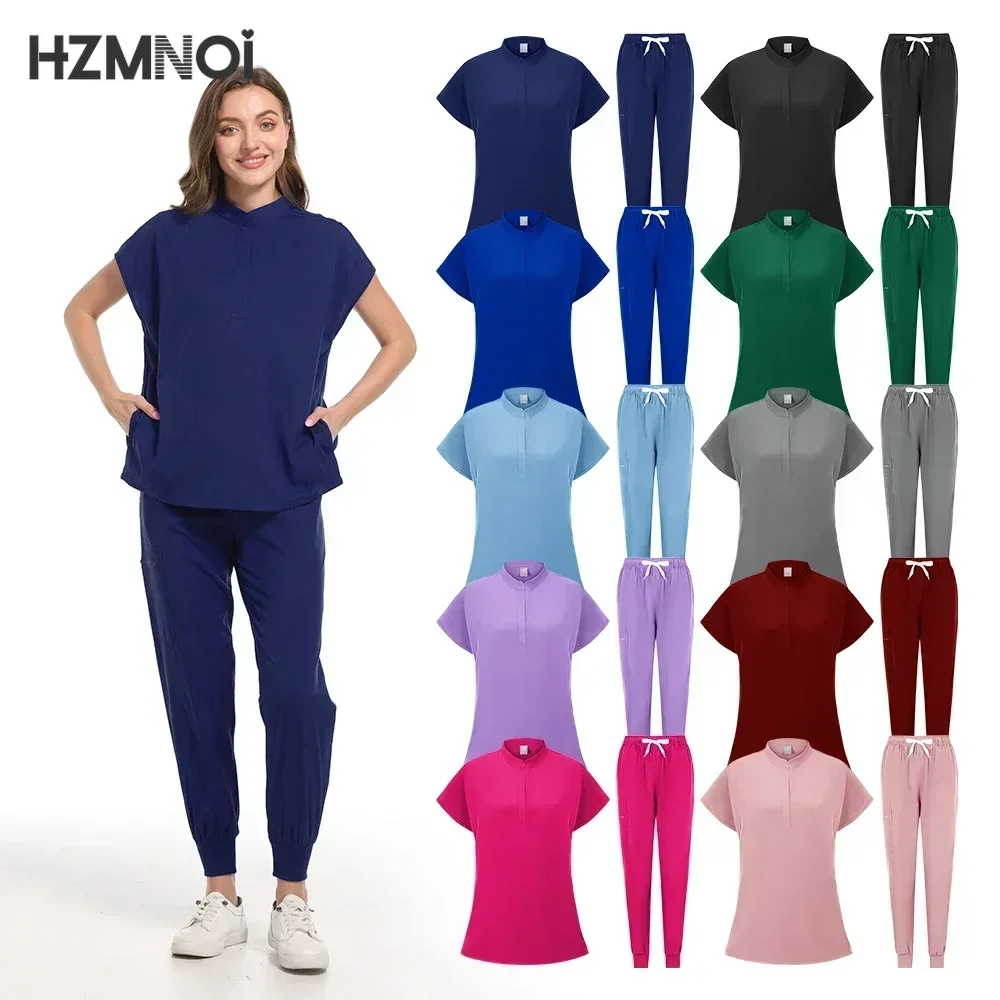 Women Scrubs Sets Polychrome Medical Uniform Hospital Working Scrub Suits Nurse Accessories Dental Surgery Suit Lab Workwear