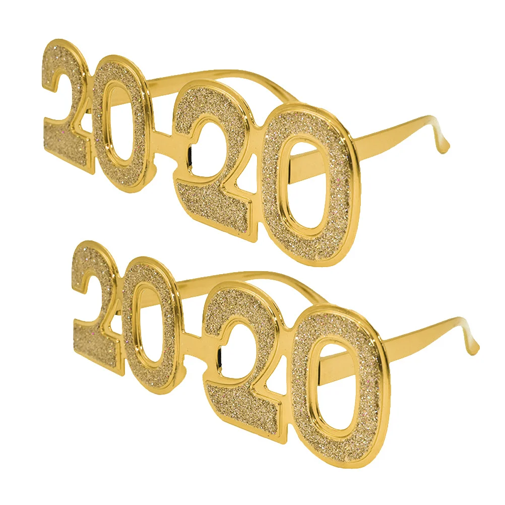 

2Pcs 2020 Party Glasses Frames Fun Flexible Novelty Costume Photo Props New Year's Eve Supplies 2020 Glasses Frame for Party