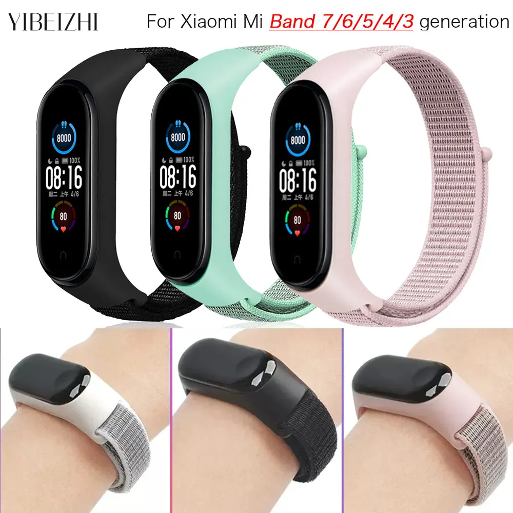 Nylon Strap For Xiaomi Mi Band 7 6 3 5 Bracelet Wristband Sports Breathable Bracelet For Miband 7 5 4 3 Replacement Correa Strap