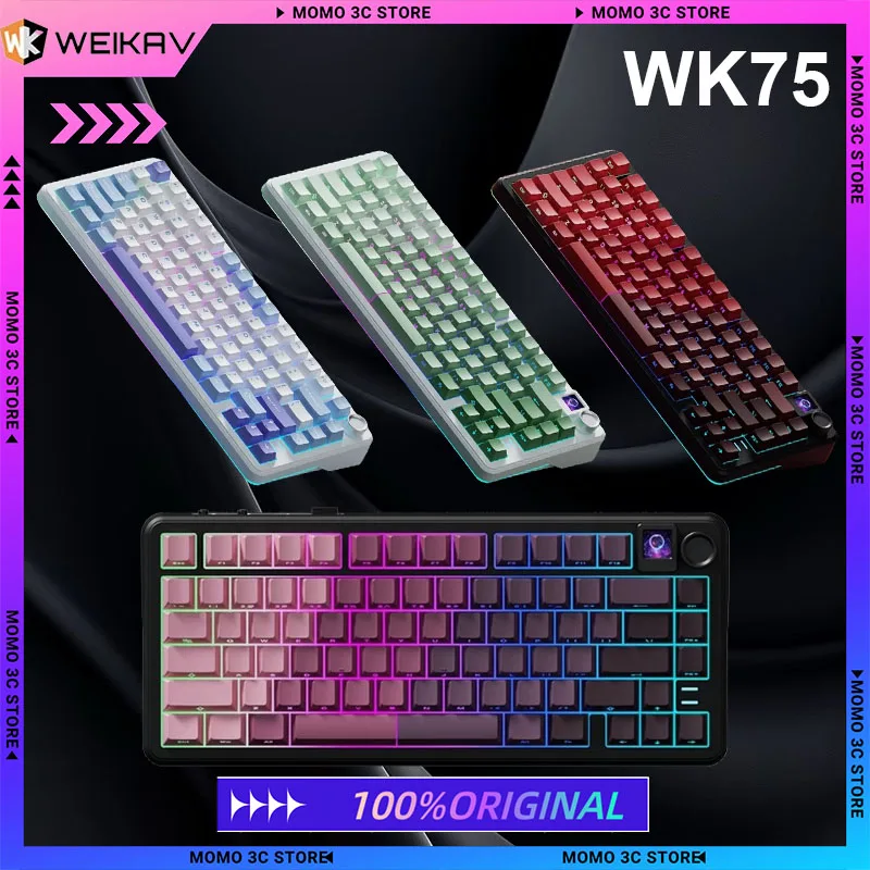 

WEIKAV WK75 Wireless Mechanical Keyboard Tri-Mode Hot Swap RGB TFT Screen Hifi Switch Custom Gamer Laptop Pc Gaming Keyboard