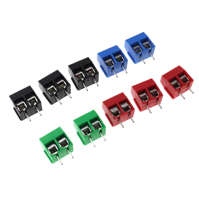 10PCS/LOT KF301-2P KF301-5.0-2P KF301 Screw 2Pin 5.0mm Straight Pin Screw Block connector Black Red Green And Blue