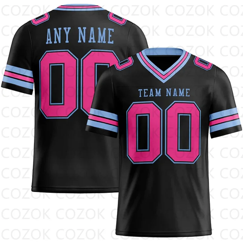 Black Pink Customized Football for Men Jersey Personlized Team Football Short Sleeves Athletic Tee Shirts Unisex