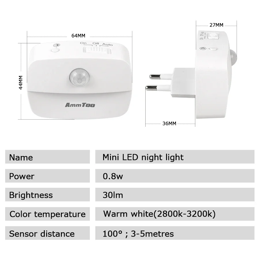 Motion Detektor Nachtlicht EU Stecker In 220V Wand Lampe Mini Drahtlose Nachtlicht Schlafzimmer Schrank Küche Wc Treppen licht