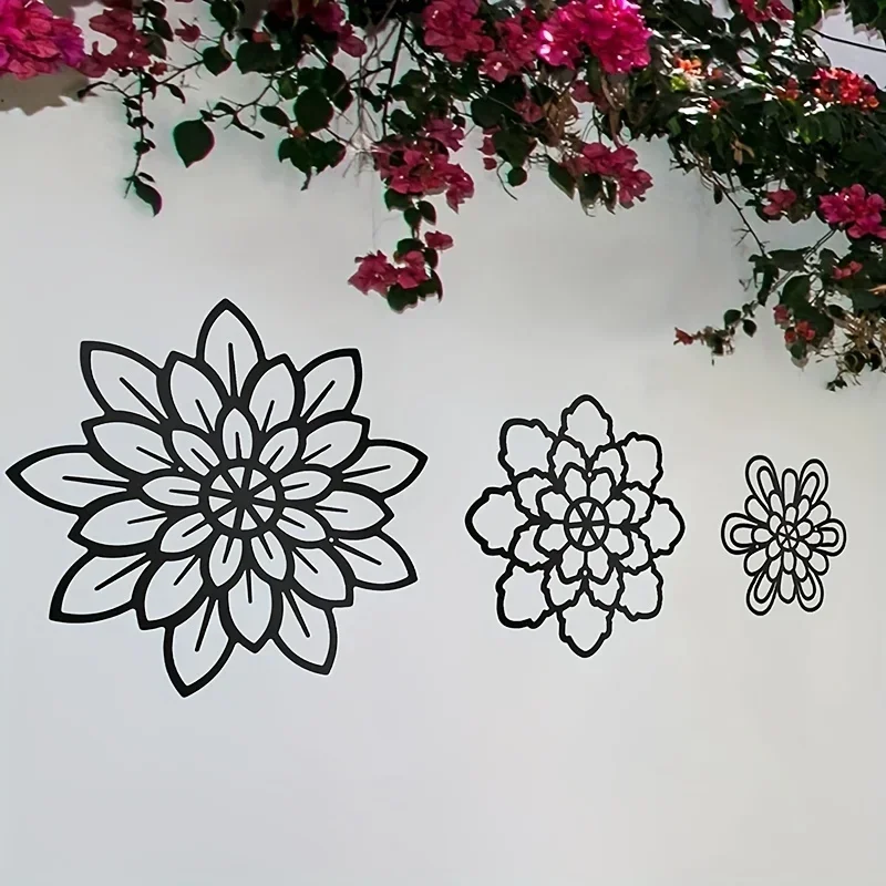 Flor de metal de 3 piezas para decoración del hogar, colgante de pared de estilo granja, para baño, sala de estar, oficina, jardín