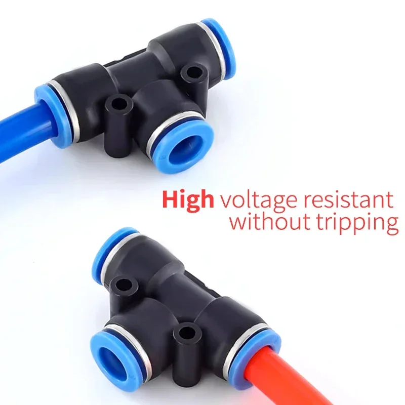 PE Air Connectors 4mm 6mm 8mm 10 12MM Pneumatic Fitting Quick Connect Slip Lock Tee 3Way Plastic Pipe Water Hose Tube Connector