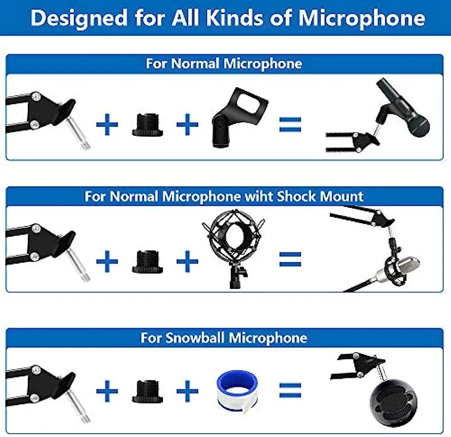 Adjustable Microphone Desk Stand for HyperX Mic Boom Arm Stand for Broadcasting Recording, Voice-Over Sound Studio, Stages