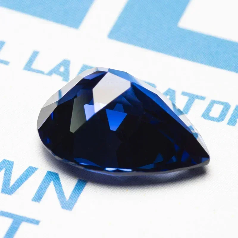 Lab Grown Sapphire Royal Blue Color Pear Shape Top Quality Pendant Gemstone For DIY Jewel Making Selectable AGL Certificate