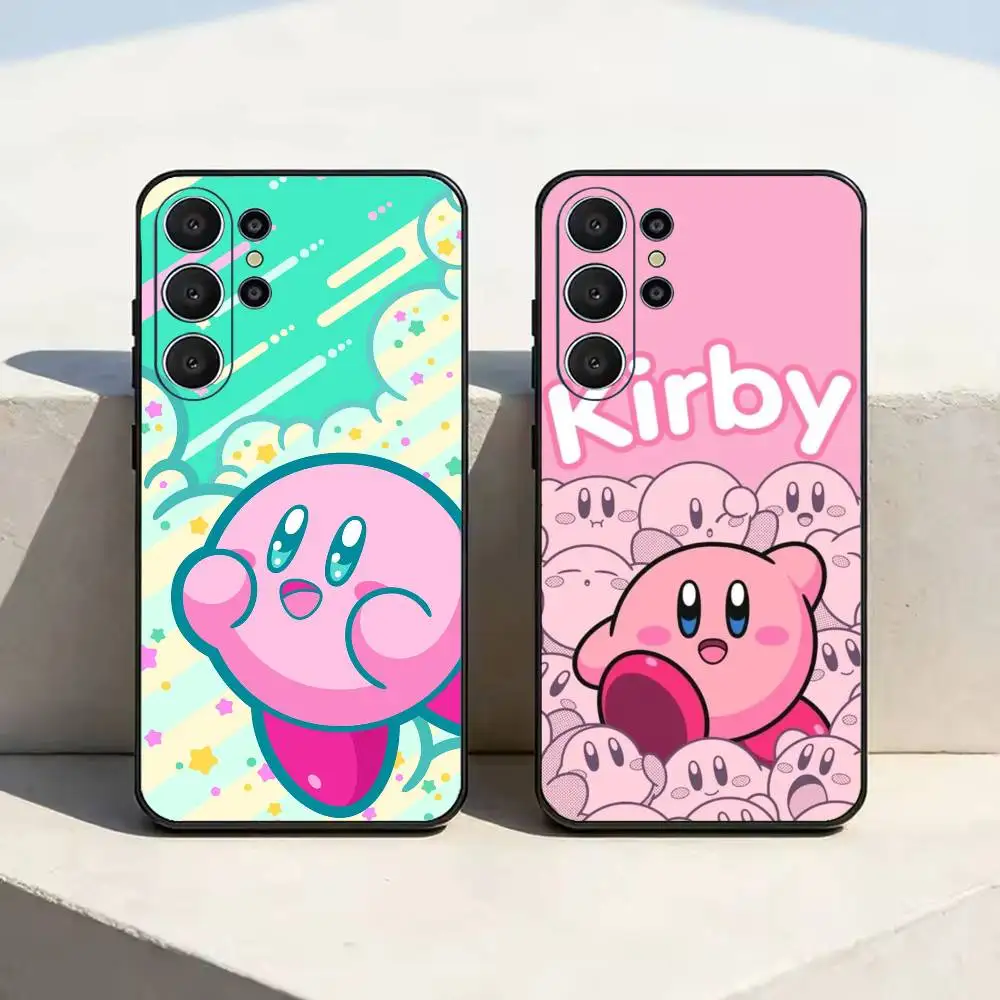 Cartoon Pink Pixel K-Kirbys-KK Phone Case For Samsung S25,S24,S21,S22,S23,S30,Ultra,S20,Plus,Fe,Soft Silicone Black Cover
