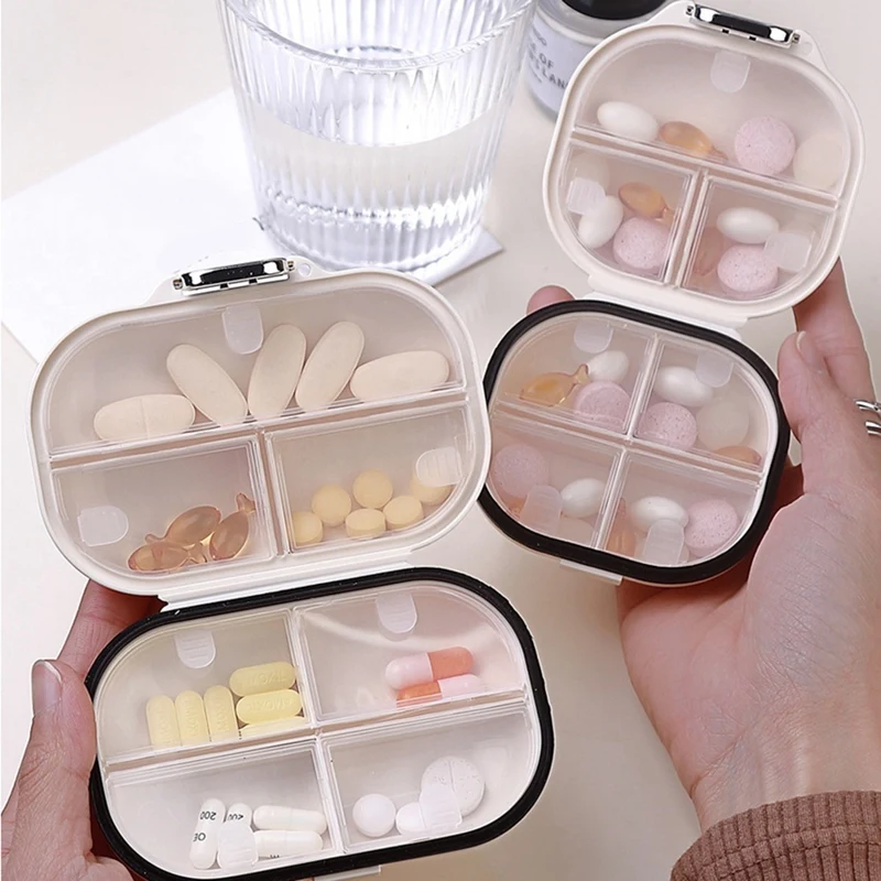 2PCS Portable Daily Pill Box For Purse Compact Pill Case For Daily And Weekly Travel