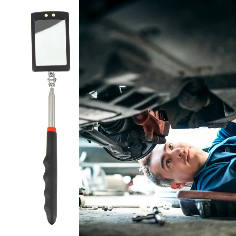 سيارة 360 ° مرآة فحص، مرايا تصغير بإضاءة LED، أدوات ميكانيكية ممتدة مع أداة التقاط مغناطيسية، أداة إصلاح السيارات #3