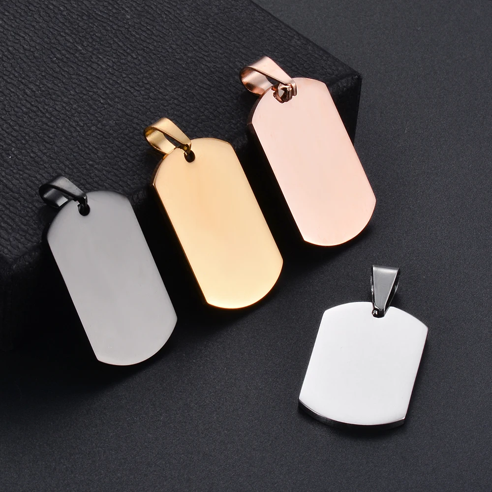 18x30mm Small Military Army ID Wholesale 4 Colors Stainless Steel Name Blank Dog Tags Pendant Rectangle Necklace Jewelry