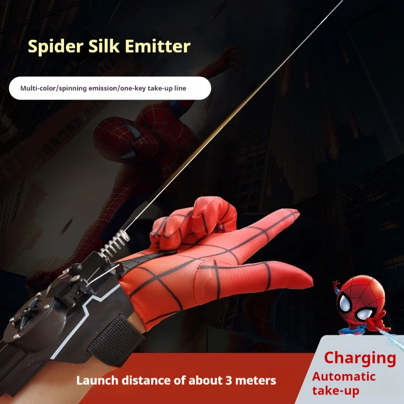 New Spiderman Launcher With Automatic Line Retraction, Electric Web Spraying, Black Technology Toy For Children Xmas Gift		