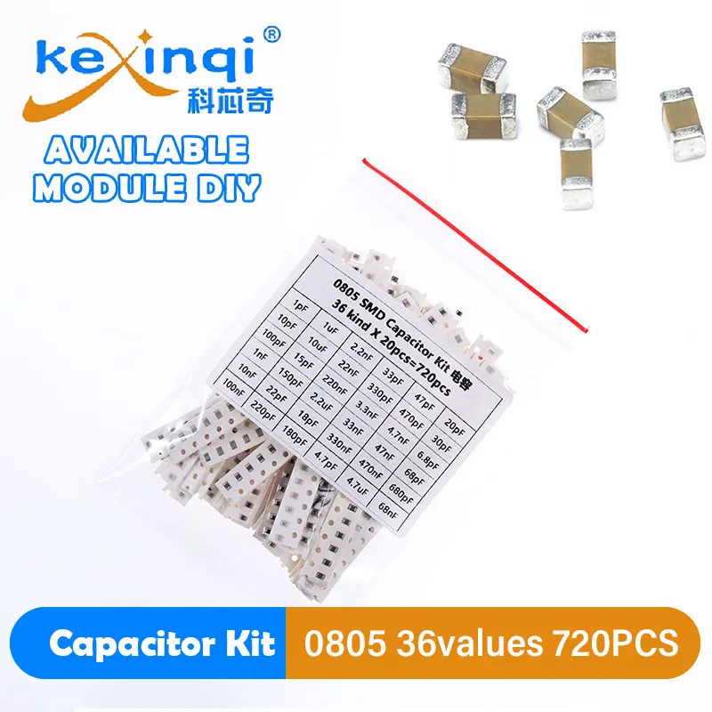 FreeShipping 0805 SMD Capacitor Assorted Kit 36values*20pcs=720pcs 1pF~10uF Samples Kit Electronic DIY Pack Ceramic Capacitor