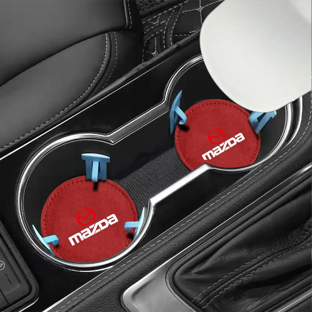 2Pc Car Coaster Non-slip Fur Suede Water Coaster Water Cup Holder Car Accessories For Mazda 2 3 5 7 Axela MS RX7 323 Demio CX-5