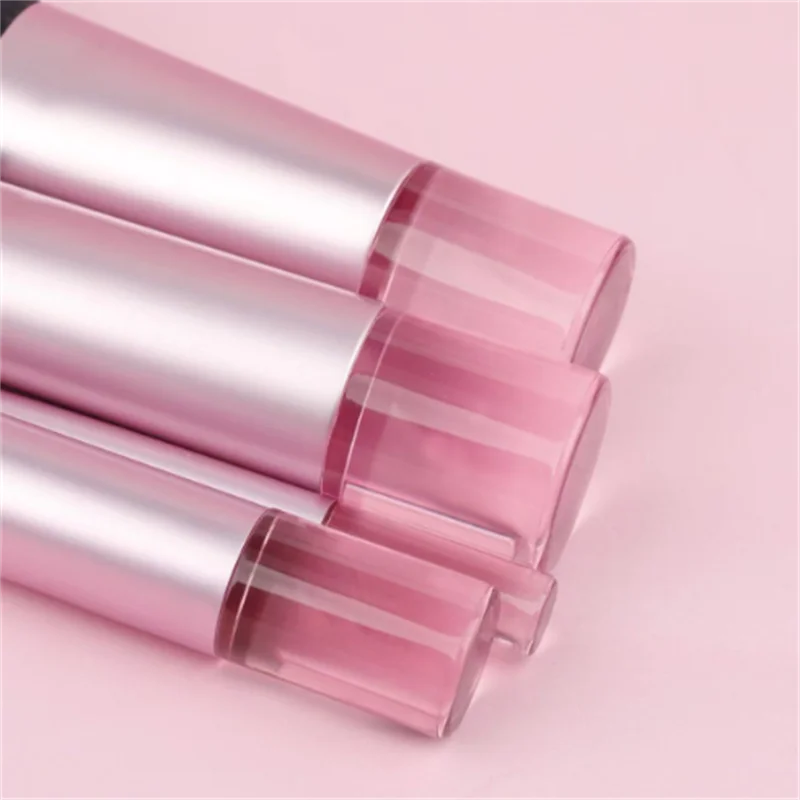 Set di pennelli per trucco ombretto, fard in polvere portatile, mini manico trasparente da 10 pezzi