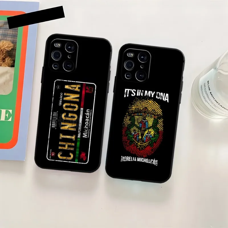 Michoacan License Plate Embroidery Phone Case For OPPO Find X3 Neo Reno 8 6 Pro 7 X5 A57 A54 A55 A74 One Pro Plus 8 11 6 9 7