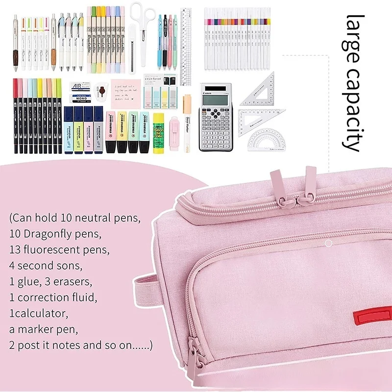 MQQ Big Capacity Pencil Case High Large Storage Pouch Mark Pen Case Travel Stationery Bag School College Office Organiz