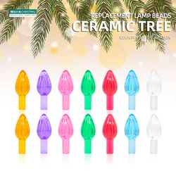 24pcs Large Twisted Multi Colors Flame Shape Light Beads Replacement Bulbs for Ceramic Christmas Tree National Artcraft Ornament