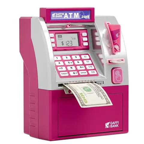 Máquina trituradora de depósito automática ATM para niños, juguete con contraseña inteligente, caja de ahorro de tarjeta magnética, alcancía electrónica para niños, regalo de Navidad