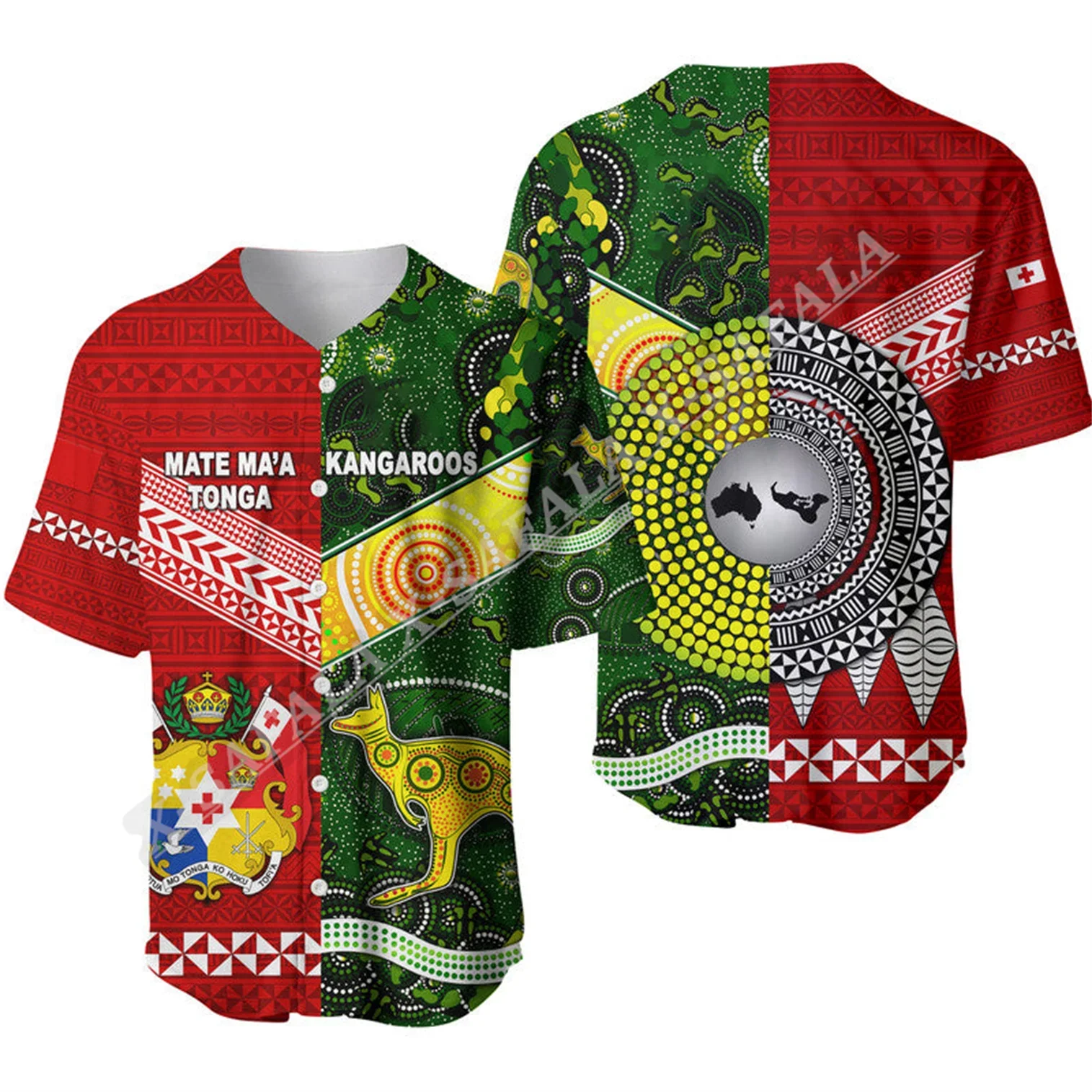 Mate Maa Tonga Ngatu Australia Kangaroos Aboriginal 3D Print Baseball Jersey Shirt Men's Adult Clothing  Breathable Confortable