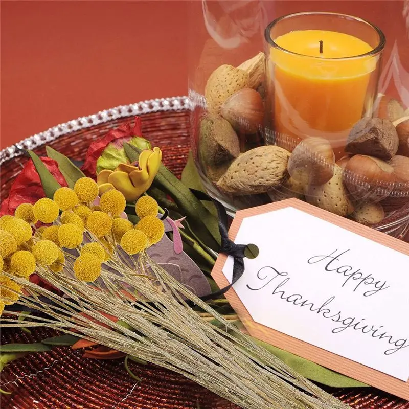 ABKJ-48 قطعة الزهور المجففة الكرات المجففة المجففة Craspedia الزهور زر الأصفر الزهور المجففة وهمية الحرير المجففة زهرة #3