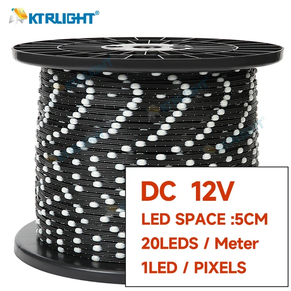 KTRLIGHT DC12V WS2811 3PIN Pixel String Signal RGB adressierbare Lichterkette für Raumdekoration, Ramadan, Outdoor IP68 Black Wire Pitch 5
