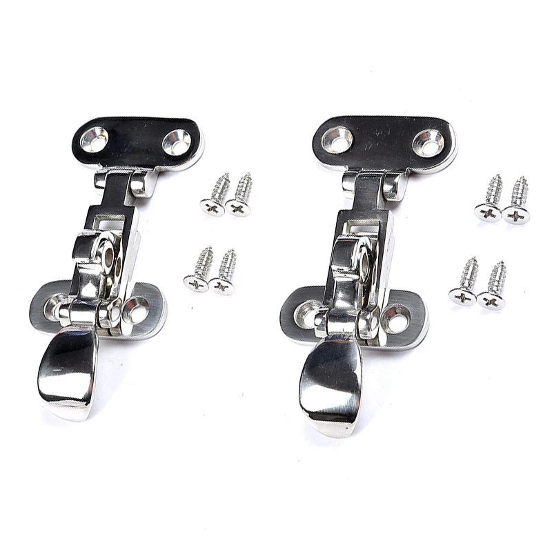 2Pcs Marine Boat Deck Lock Hasp 316 Stainless Steel Lockable Hold Down Clamp Anti-Rattle Latch Fastener Boat Yacht Accessory Wit