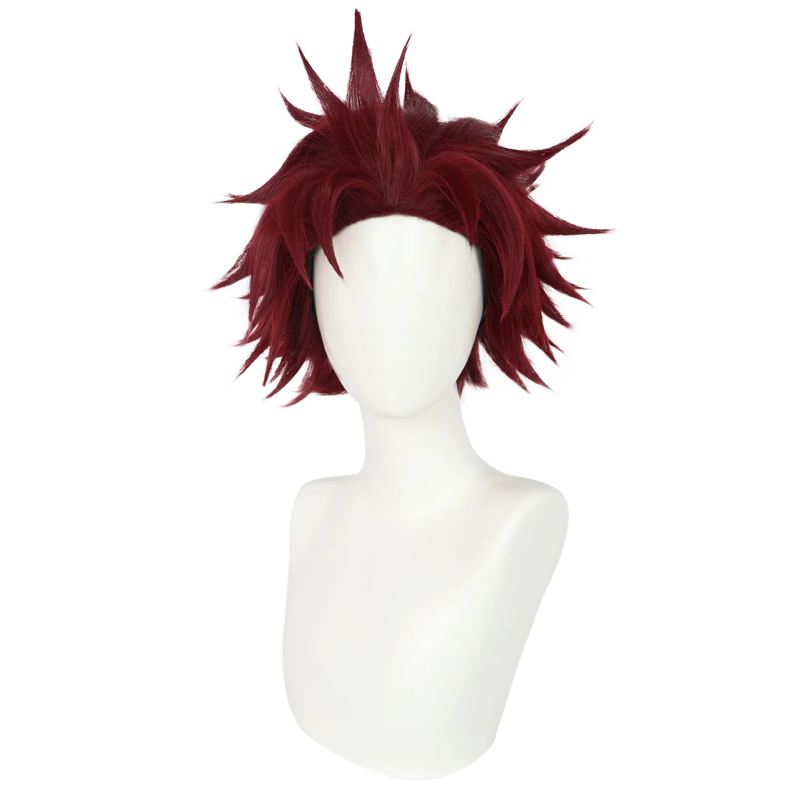 Dark Red Short Anime Cosplay Wig – Universal Kemonomimi Neko Girl Short Fluffy Synthetic Hair Wig