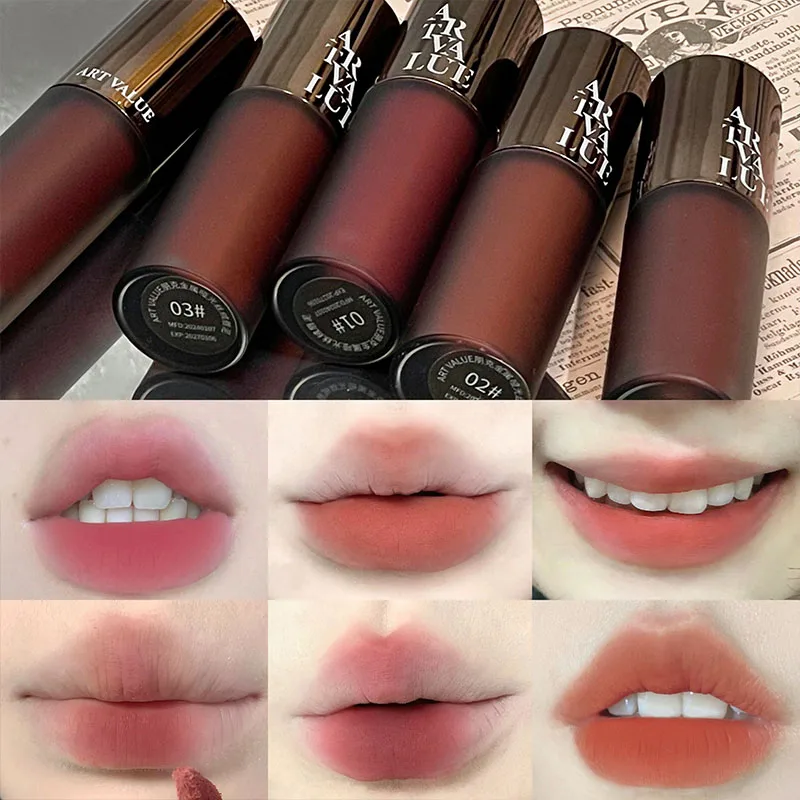 Art Value Matte Velvet Lip Mud Blanqueamiento Suave Mate Maquillaje de larga duración Lip Glaze Lápiz labial