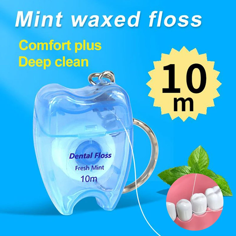 1pcs Box Mint Dental Floss Roll Keychain Cleaning Oral Tools Dental Floss Stick Adult Home Set Cleaning Interdental Brush