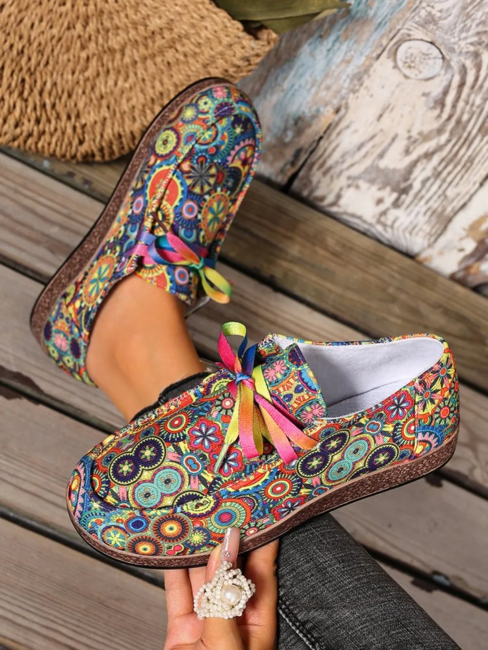 2026 Bestseller Neue Modische Damen-Sneaker mit Schnürung, Bedruckte Damen-Flats, Outdoor-Freizeitschuhe für Damen, Zapatos De Mujer – Detail 4