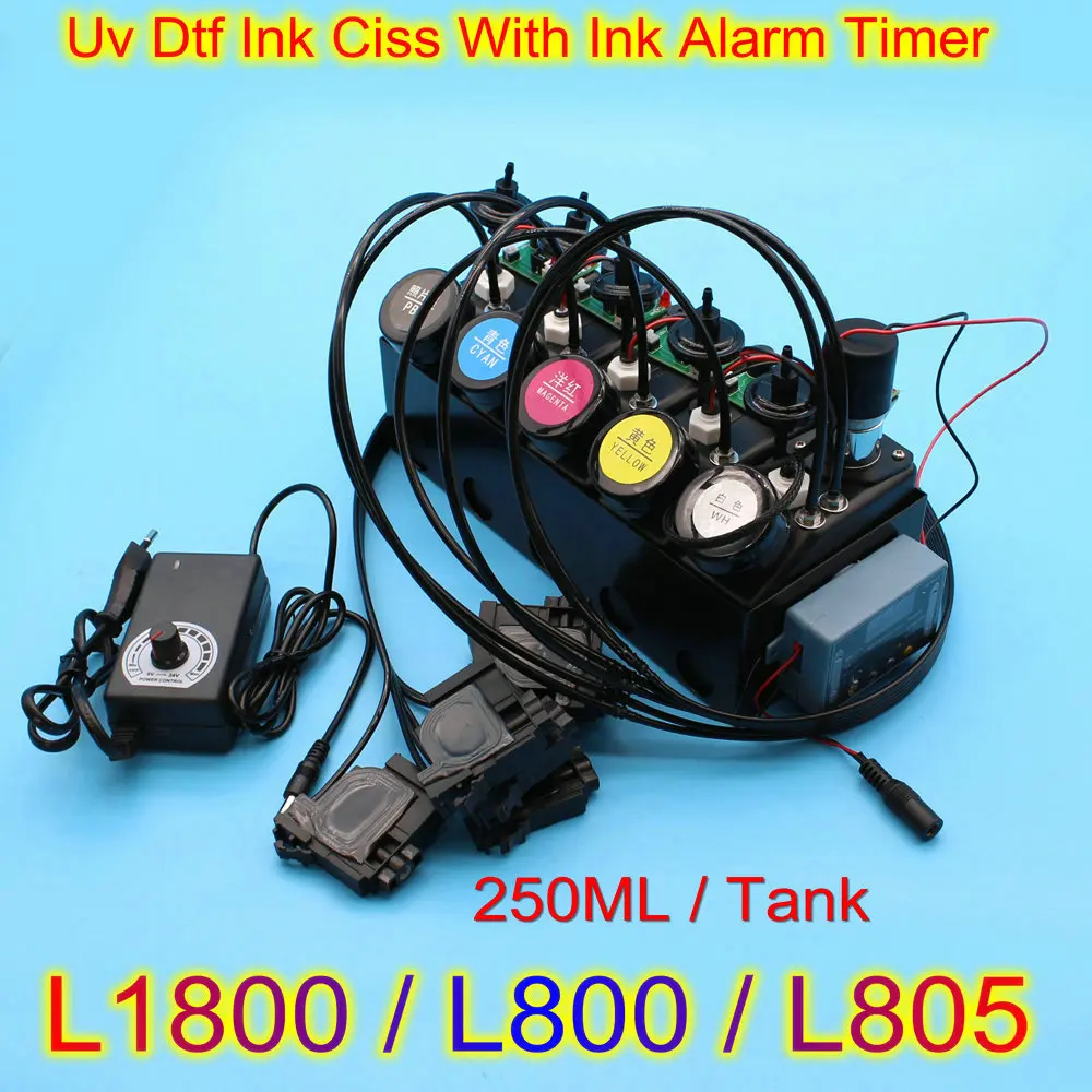 L1800 UV Bulk Ink CISS Dtf System For Epson L800 Printer With Timer Stirrer Ink Alarm Adjustable Power Tank Modify UV LED Ink