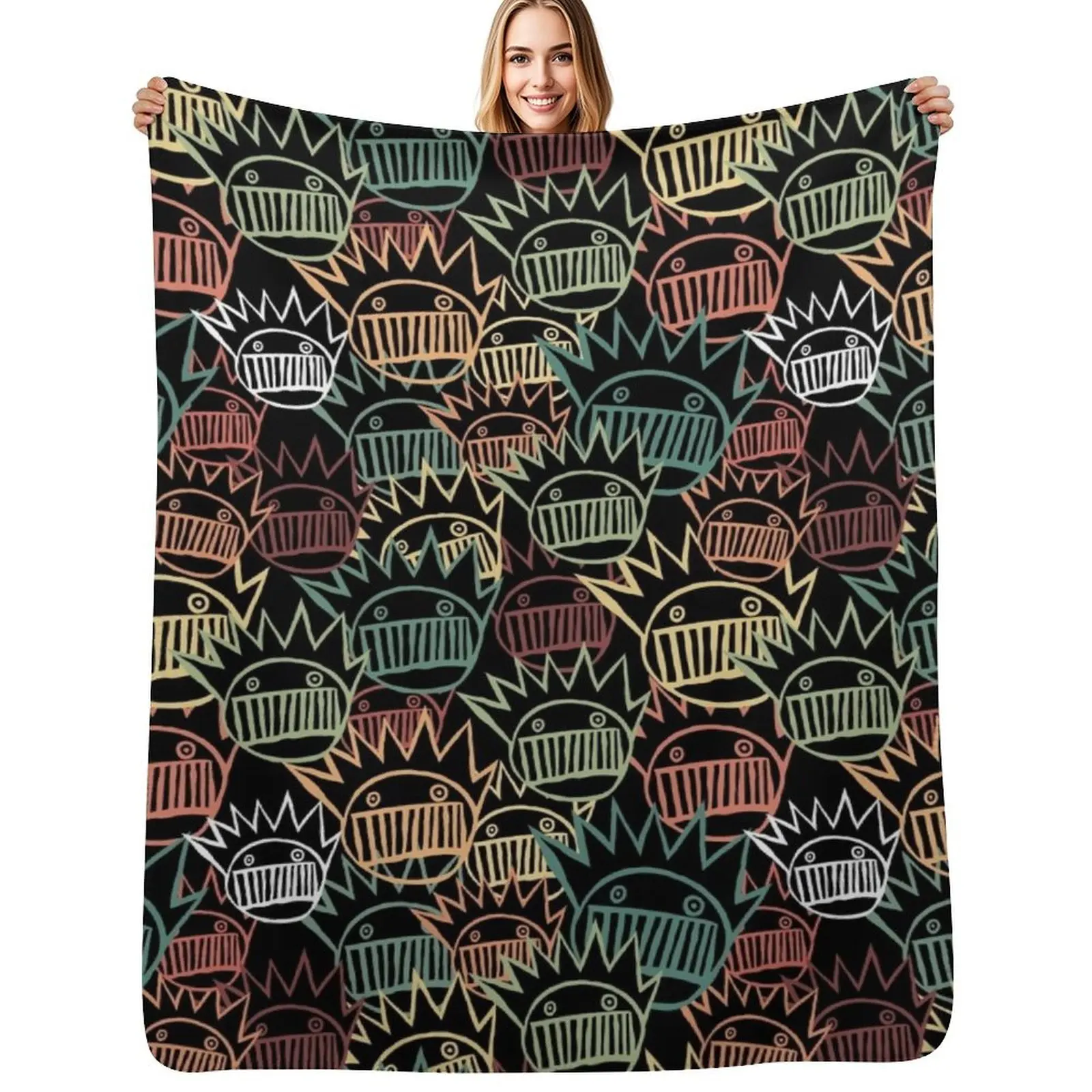 

Boognish pattern Throw Blanket sofa bed Sofa Quilt Hairy Travel Blankets