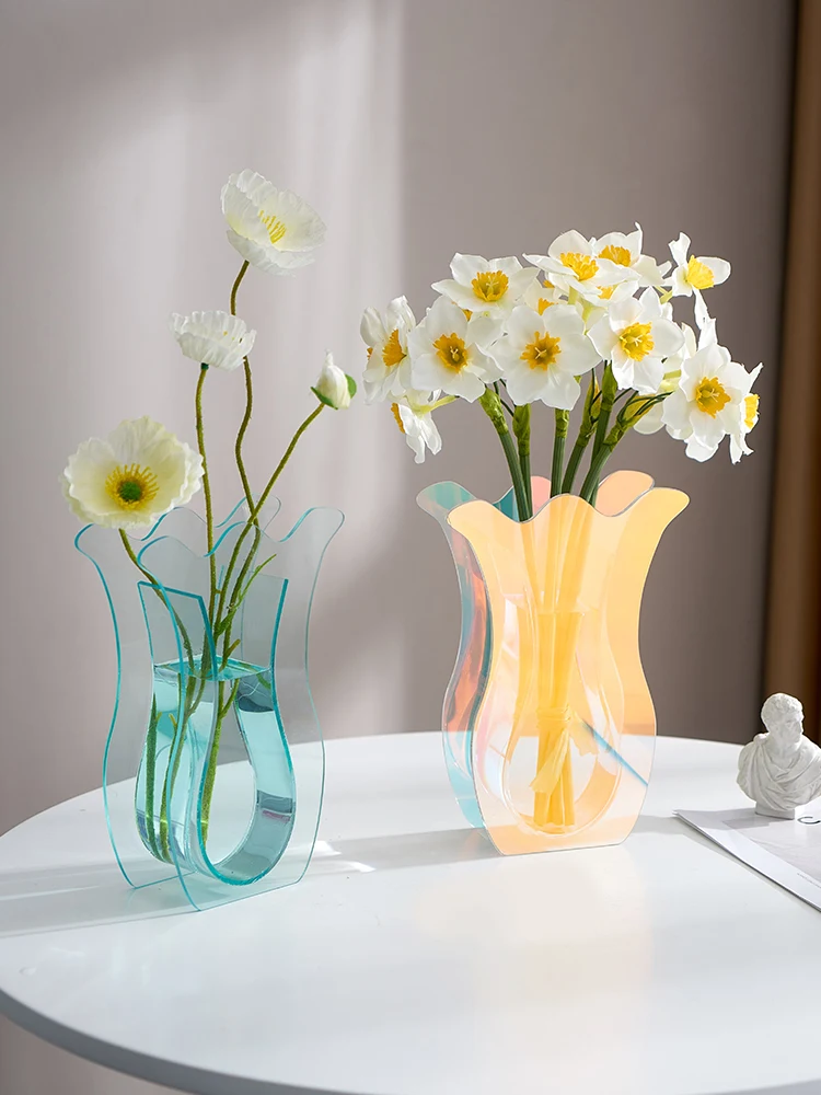 The product can be customized.Flower vase ins cute art geometric transparent living room flower arrangement table