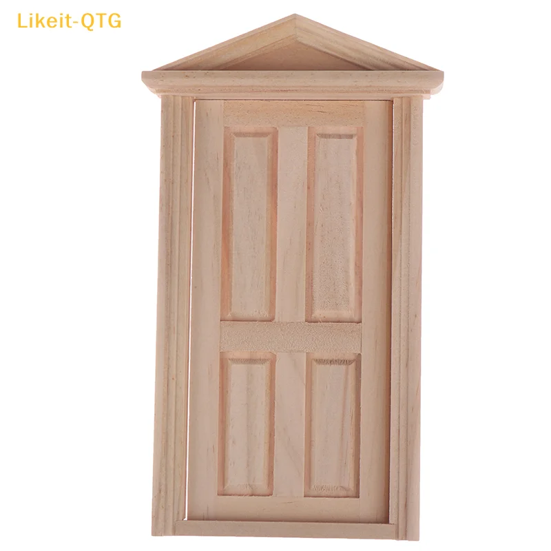 

NEW High Quality 1:12 Dollhouse Miniature Simulation DIY Wooden Spire Door Furniture Accessories