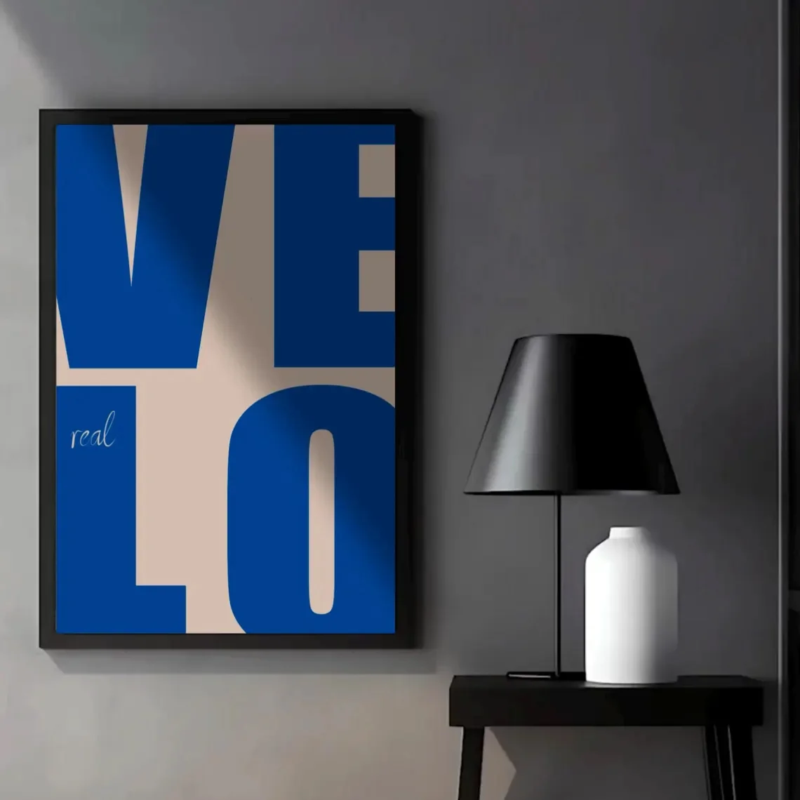 1pc, wall art, vintage poster, aesthetic love quotes art print, minimalist psychedelic dark blue canvas painting, living room