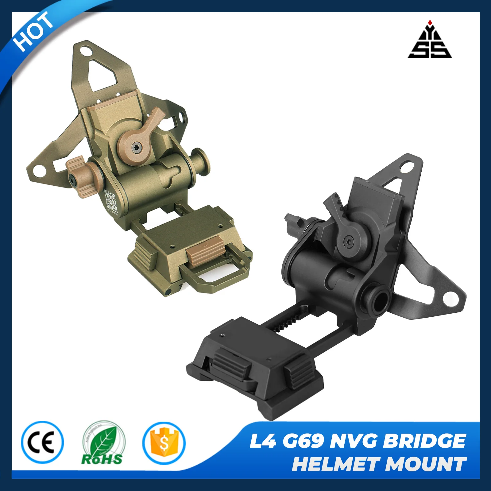 New Hunting L4 G19 Helmet Bracket Vertical Fixed Installation with Ops-Core Permanent VAS Cuttlefish Base for pvs18