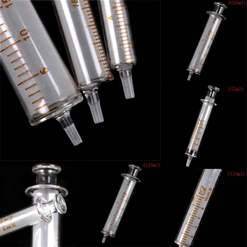 2ML 5ML 10ML Glass Syringe Injector Sampler Dispensing With Ink Chemical Medicine