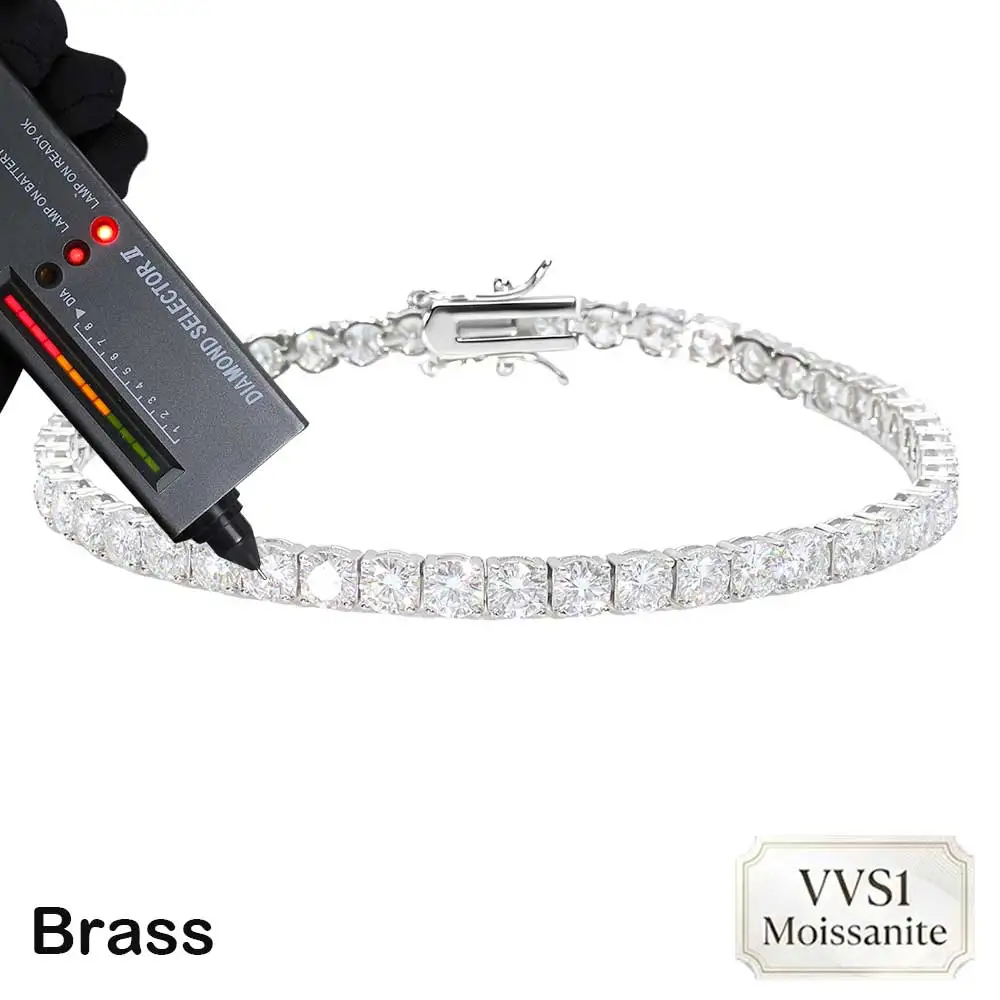 Nuoya VVS1 Zertifiziertes Moissanit-Armband Tennis 3/5MM Breite Moissanit Besteht Diamantentest GRA für Herren Damen Hip-Hop-Schmuck