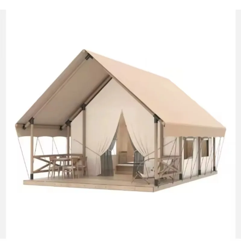 

2025 Luxury Safari Glamping Tent For Family Waterproof Canvas Pole Tent For Summer For Loft Outdoor Villa Resort Lodge Safari Ho