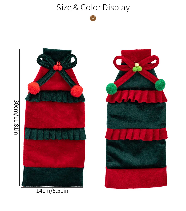 1Pc Christmas Wine Bottle Cover, Velvet Skirted Bow Wine Bottle Protector, Family Gathering Table Decoration, Suitable for Christmas Parties, Winter Holiday Decorations, Holiday Dinner Parties, Home, Bars, and Gift Supplies