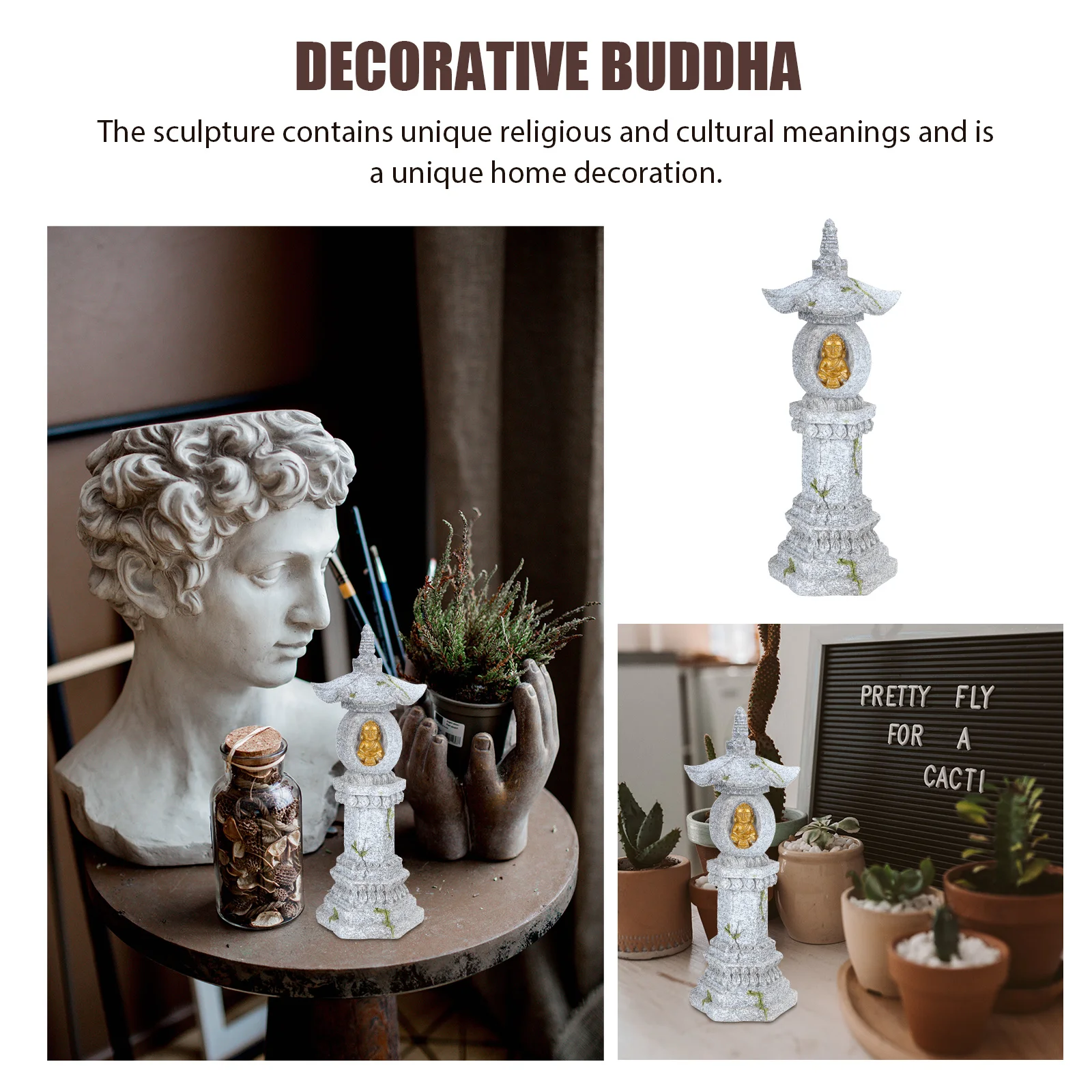 

Resin Buddha Pagoda Decoration Zen Style Aquarium Resin Adornment Creative Fish Tank Home Landscape Craft Decorative Buddha