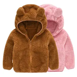 Baby Fleece Outerwear Kids Flannel Warm Coat Autumn Winter Boys Girls Jackets Children's Casual Hooded Cute Bear Ears Jacket