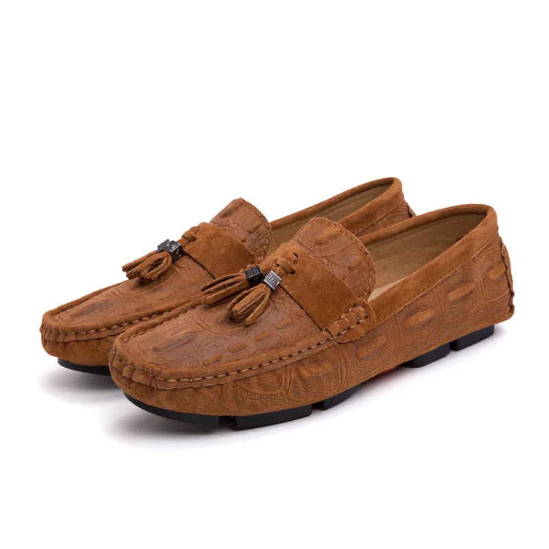 

Men Brown Loafers With Tassels Slip On Leather Casual Shoes Luxury Brand Designer Mens Moccasins Mocassin Homme Mocasines Hombre